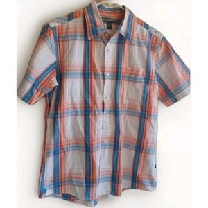 String Theory 100% Cotton‎ Multi Color Button Down Shirt Men's Short Sleeve Sz L